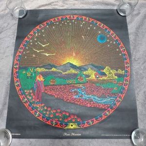 Vintage 1971 Moon Mountain Blacklight Poster